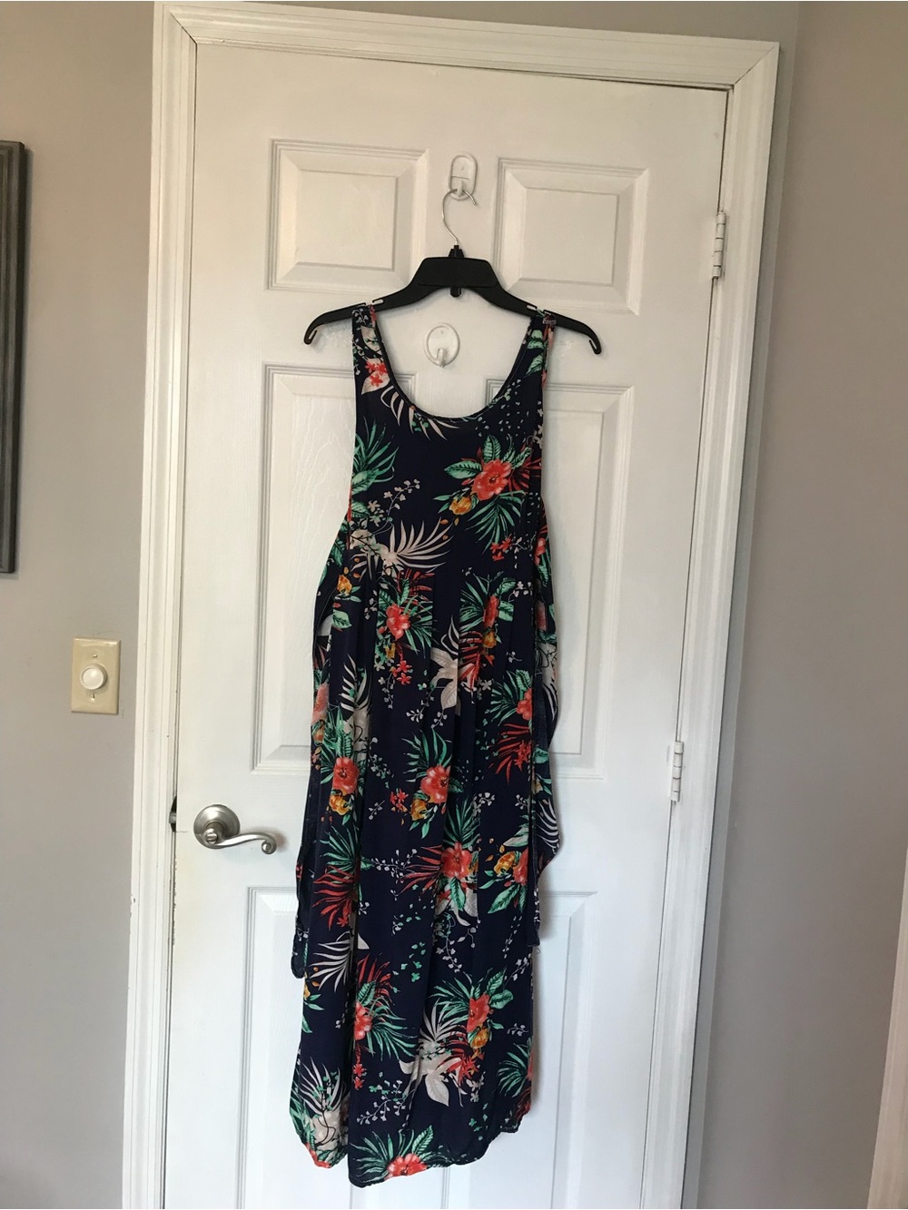 Floral Navy Maxi Dress with Tropical Print